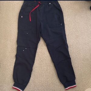 Blue Mediclo brand scrub Jogger Pants with Red Accents